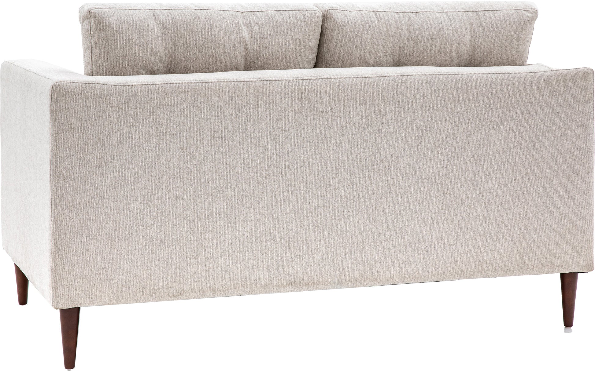 Gallery Direct Whitwell 2 Seater Sofa Upholstered in a Light Grey fabric with padded back cushions, and tapered wooden legs