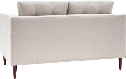 Gallery Direct Whitwell 2 Seater Sofa Upholstered in a Light Grey fabric with padded back cushions, and tapered wooden legs