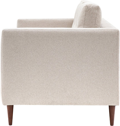 Gallery Direct Whitwell Light Grey 2 Seater Sofa features structured block arms, padded back cushions and tapered wooden legs