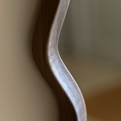 Gallery Direct Wiggle Mirror Walnut, close-up of the mirror and frame details