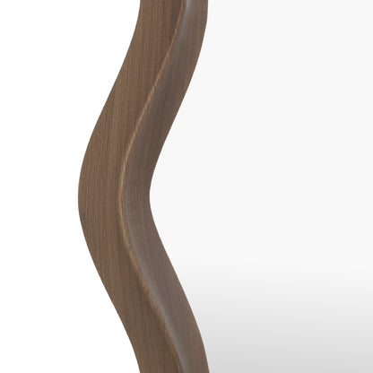 Gallery Direct Wiggle Mirror Walnut, close-up of the mirror and frame details