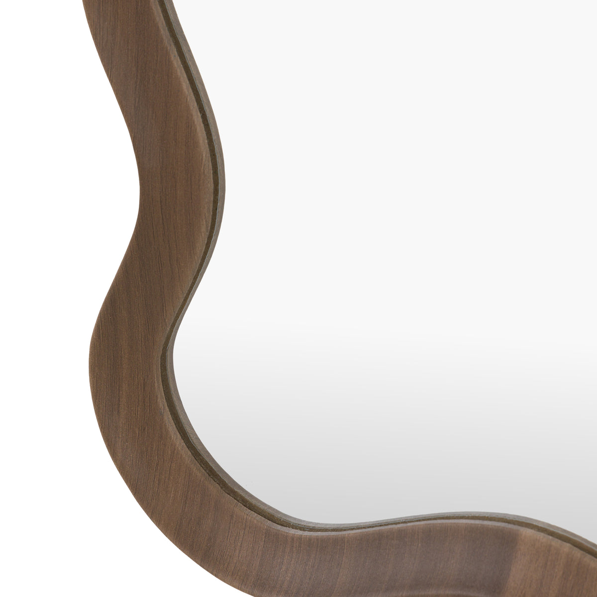Gallery Direct Wiggle Mirror Walnut, close-up of the mirror and frame details