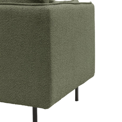 Gallery Direct Wigmore 3 Seater Sofa in a Green Boucle fabric with sleek black metal legs