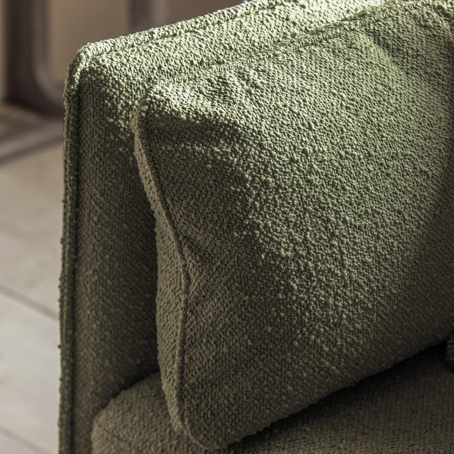 Gallery Direct Wigmore 3 Seater Sofa in a Green boucle fabric with side cushions