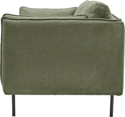 Gallery Direct Wigmore 3 Seater Sofa in Green boucle upholstery with side cushions and sleek black metal legs