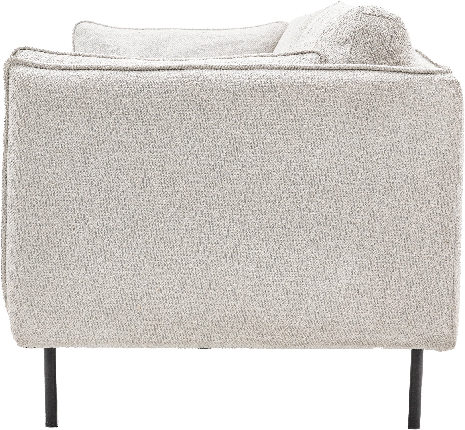 Gallery Direct Wigmore 3 Seater Sofa has a slim framed design upholstered in a Natural boucle style fabric, with black metal legs