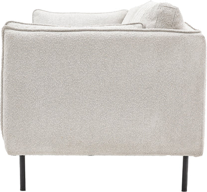 Gallery Direct Wigmore 3 Seater Sofa has a slim framed design upholstered in a Natural boucle style fabric, with black metal legs