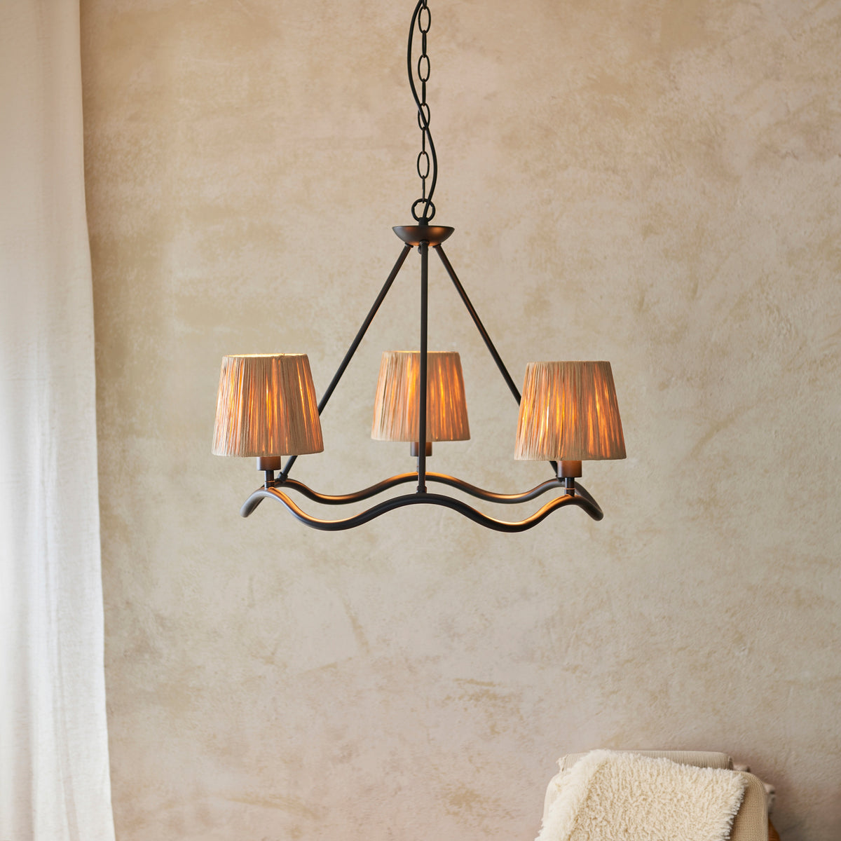 Gallery Direct Wriggle 3 Pendant Light Matt Black, styled in a room setting