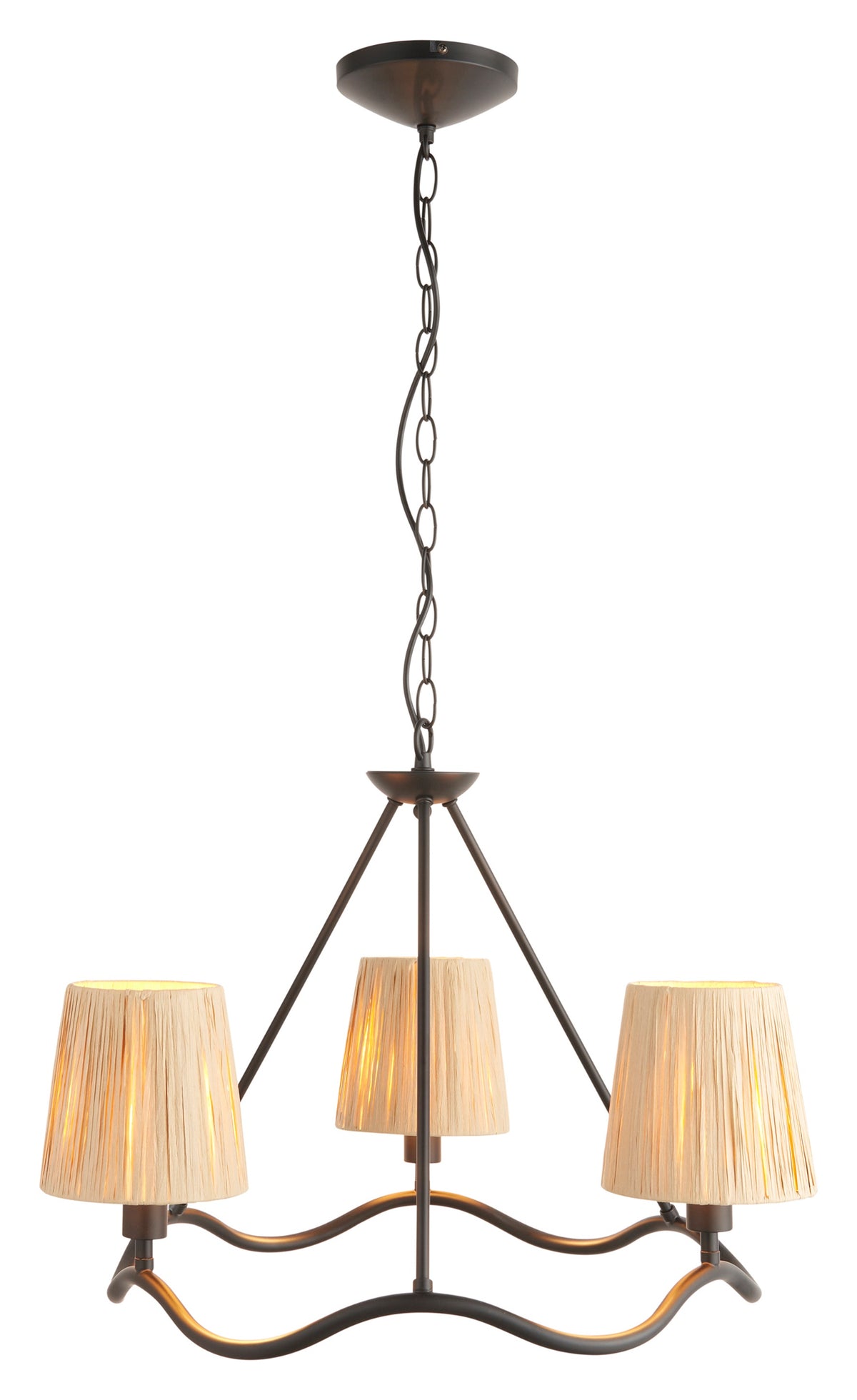 Gallery Direct Wriggle 3 Pendant Light Matt Black, complete product view on a white background