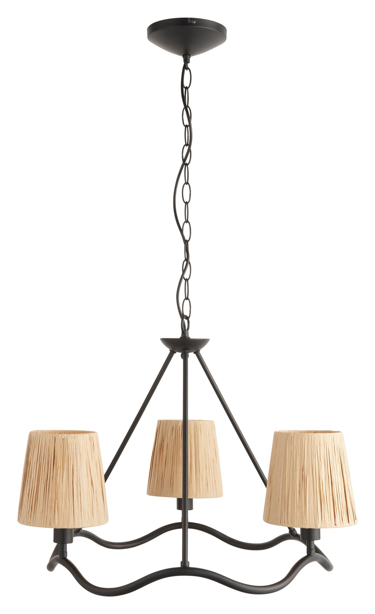 Gallery Direct Wriggle 3 Pendant Light Matt Black, complete product view on a white background