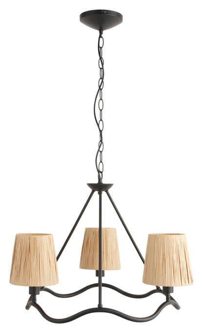 Gallery Direct Wriggle 3 Pendant Light Matt Black, complete product view on a white background