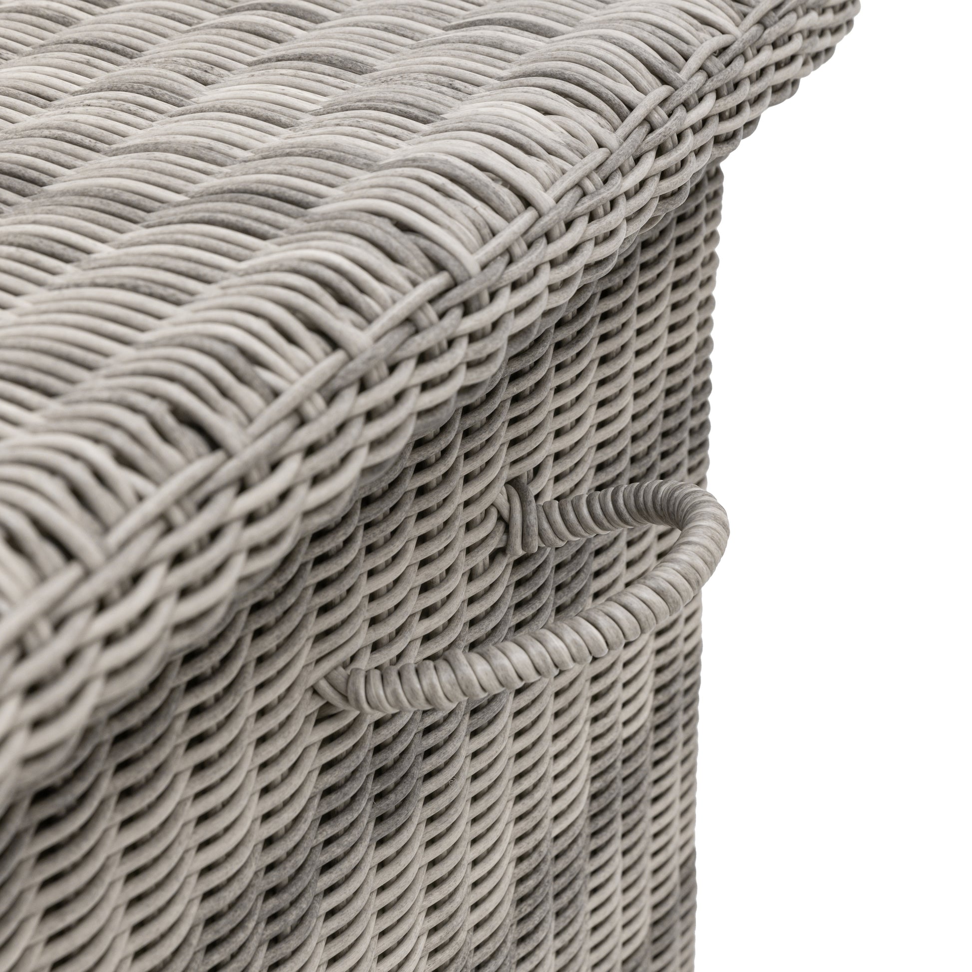 Gallery Garden Alton Storage Box in Salt Spray shower proof woven plastic wicker with lift up lid and side handles