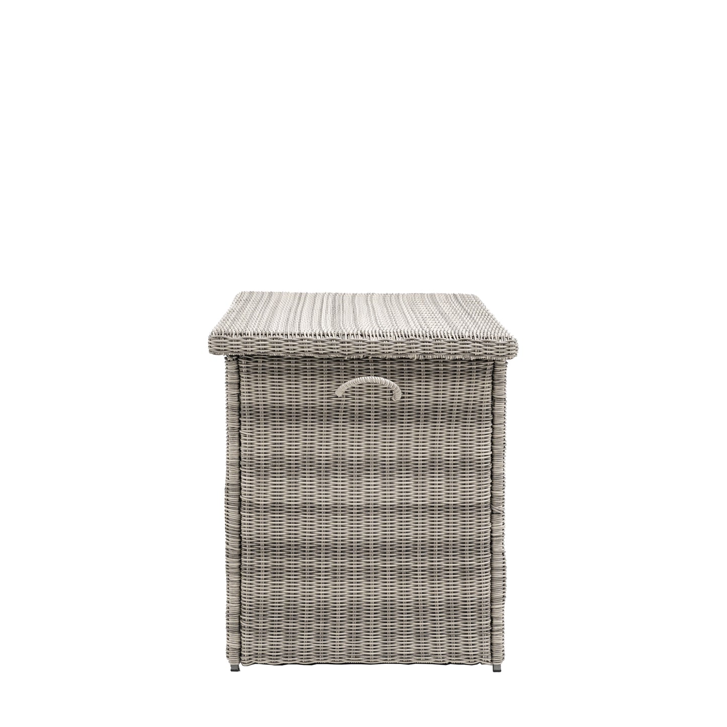 Gallery Garden Alton Storage Box in Salt Spray grey woven plastic wicker with lift up lid and side handles