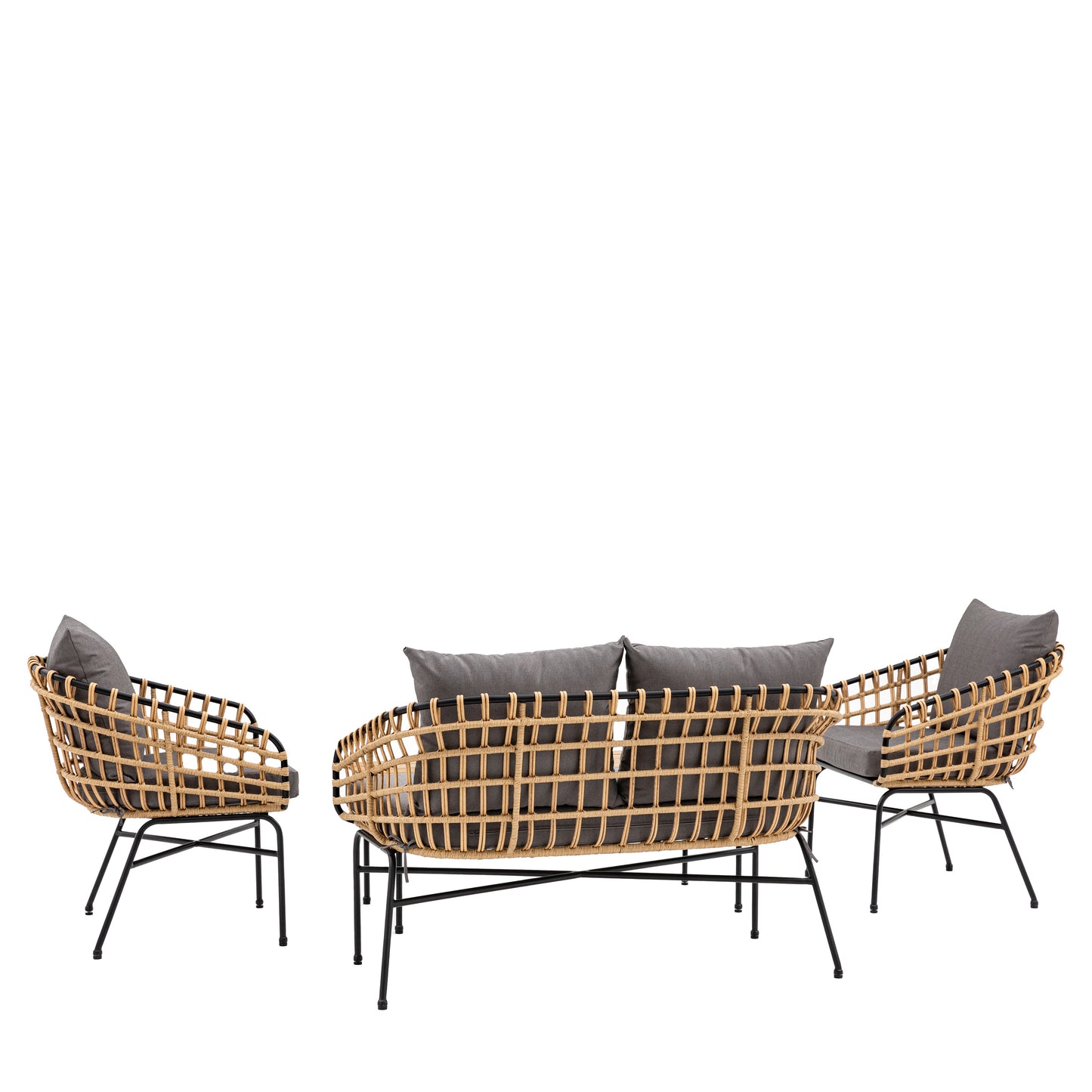 Gallery Garden Antigua 4 Piece Lounge Set includes a 2 seater sofa, 2 armchairs and a matching coffee table