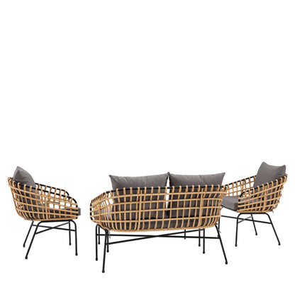 Gallery Garden Antigua 4 Piece Lounge Set includes a 2 seater sofa, 2 armchairs and a matching coffee table
