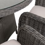Gallery Garden Ascot 6 Seater Round Dining Set is constructed from durable poly rattan and aluminium with a glass topped table and comfortable neutral seat pads