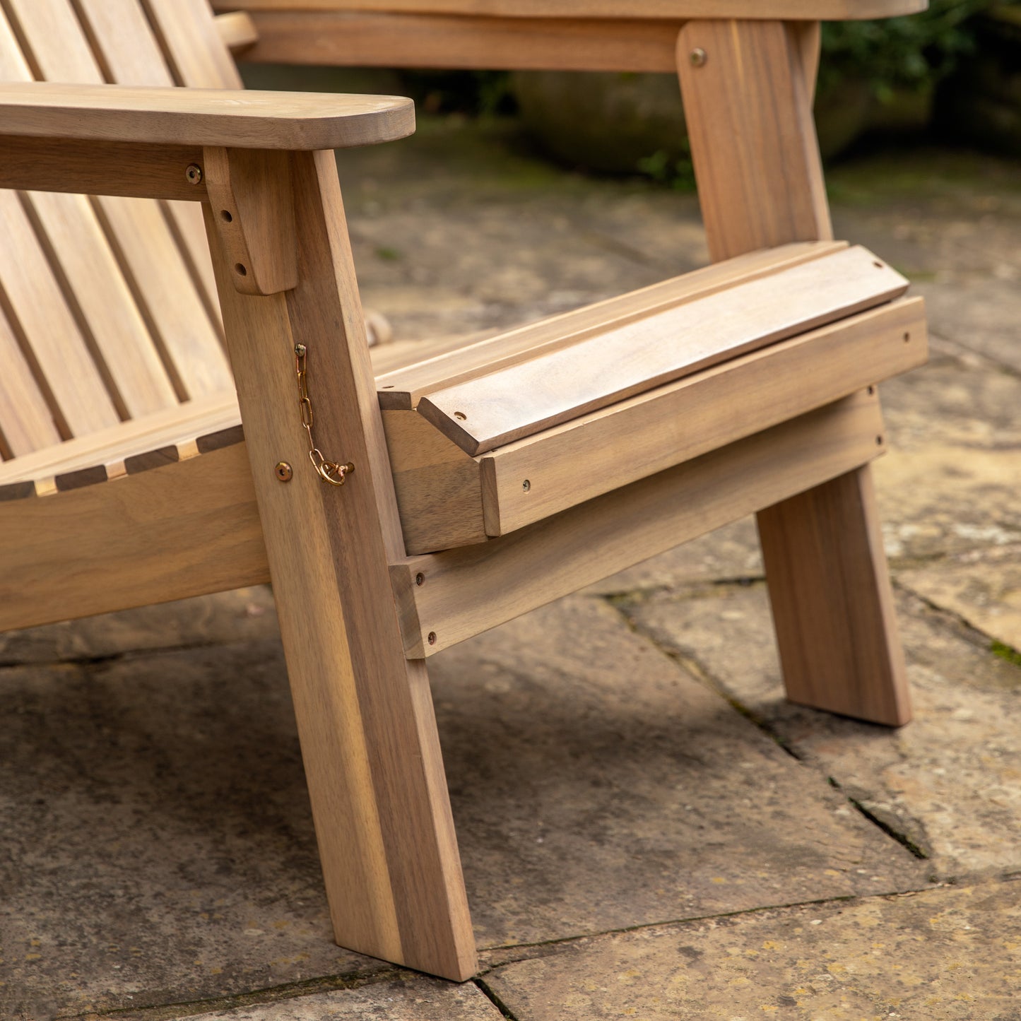 Gallery Garden Aspri Lounge Chair with an integrated Footstool in acacia wood with an oiled finish