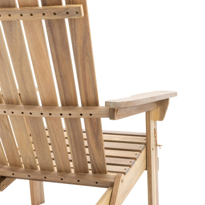 Gallery Garden Aspri Lounge Chair with Footstool features a slatted acacia wood backrest and seat, with generous armrests