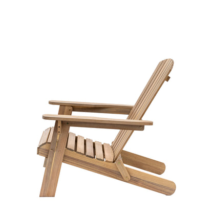 Gallery Garden Aspri Lounge Chair with Footstool features a slatted wood seat and backrest and can be folded for easy storage