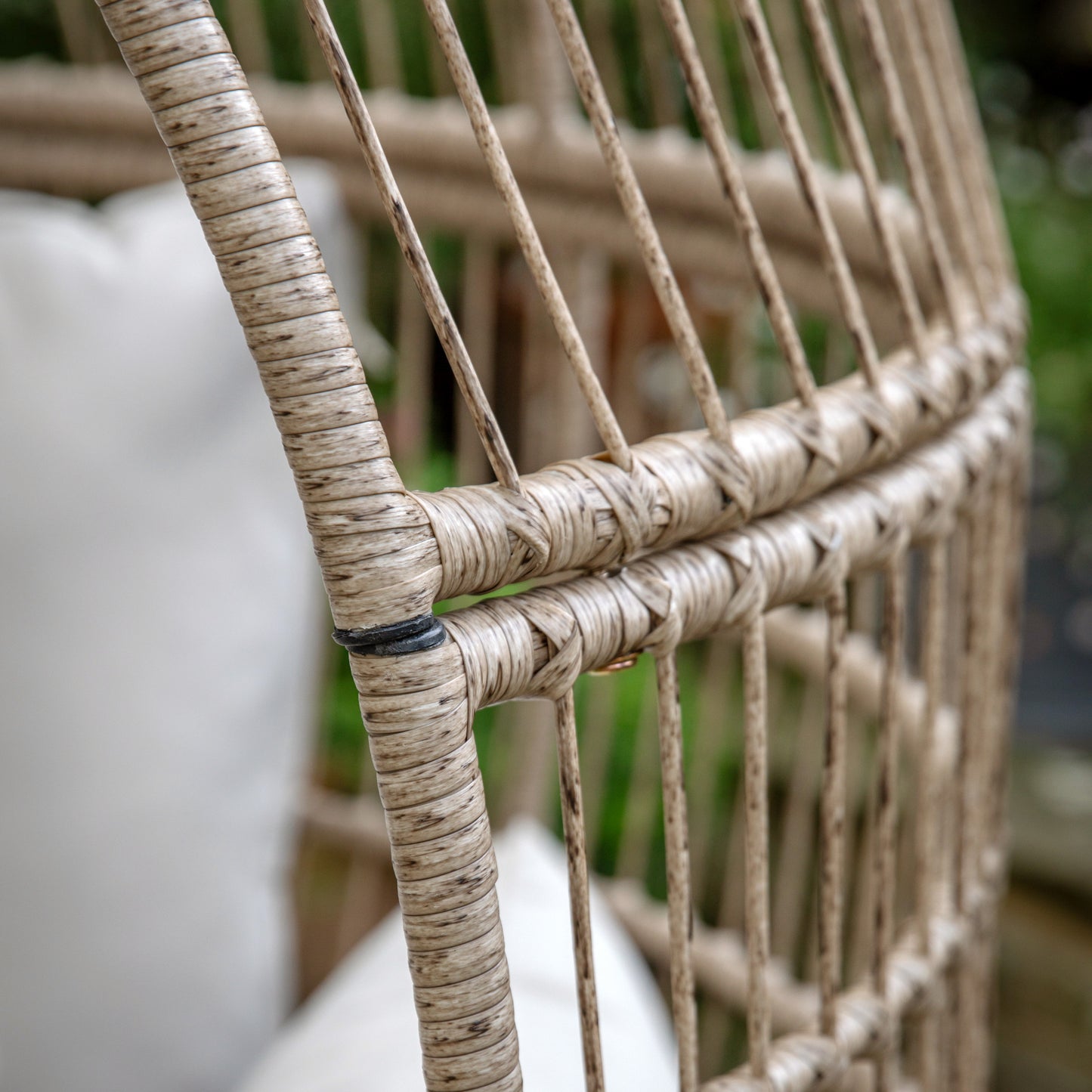 Gallery Garden Avena Egg Chair features an open wickerwork rounded frame 