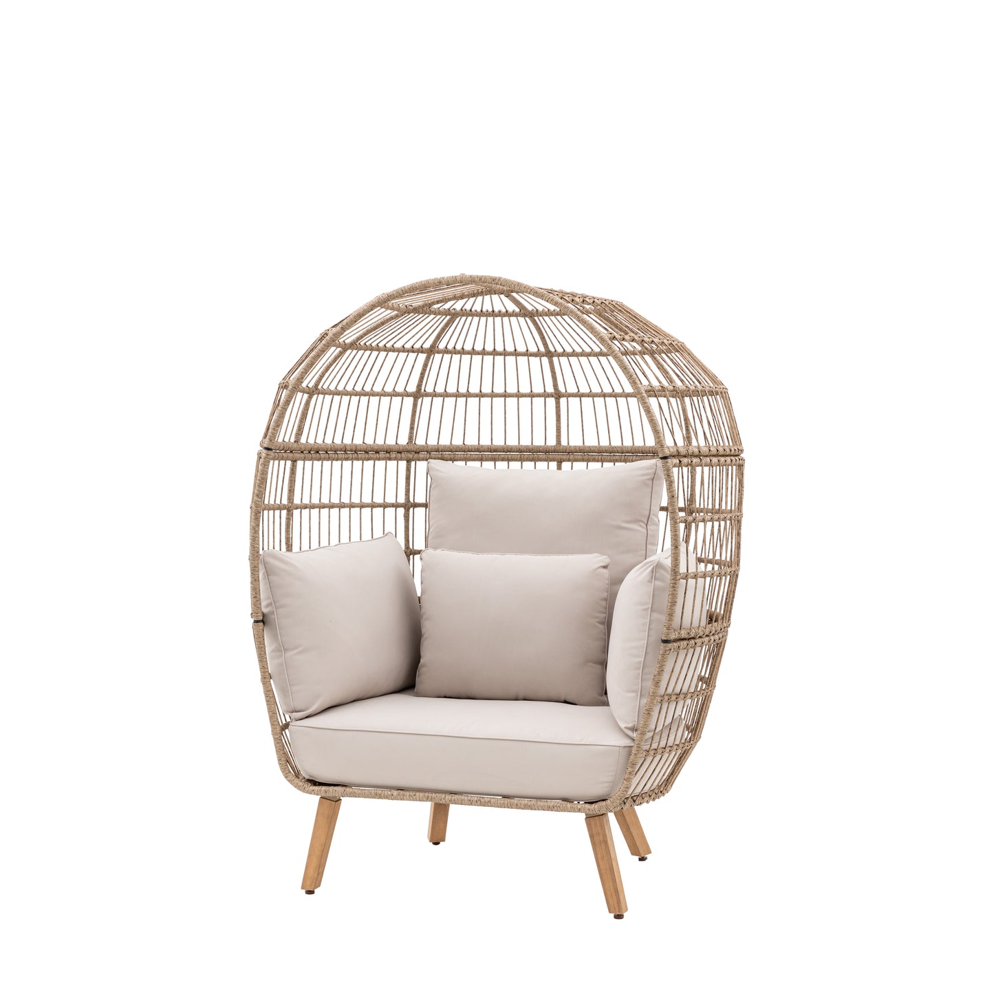 Gallery Garden Avena Egg Chair has a selection of generous padded cushions within its open wickerwork frame