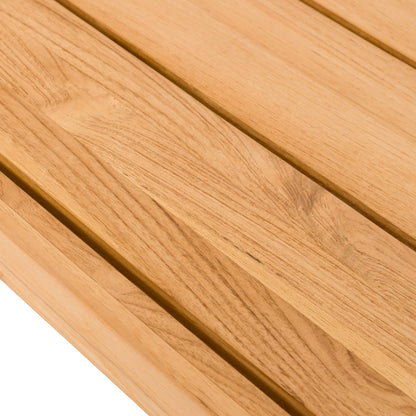 Gallery Garden Chatsworth Dining Table with grooved table top in a premium teak wood with distinctive grain patterns for natural warmth