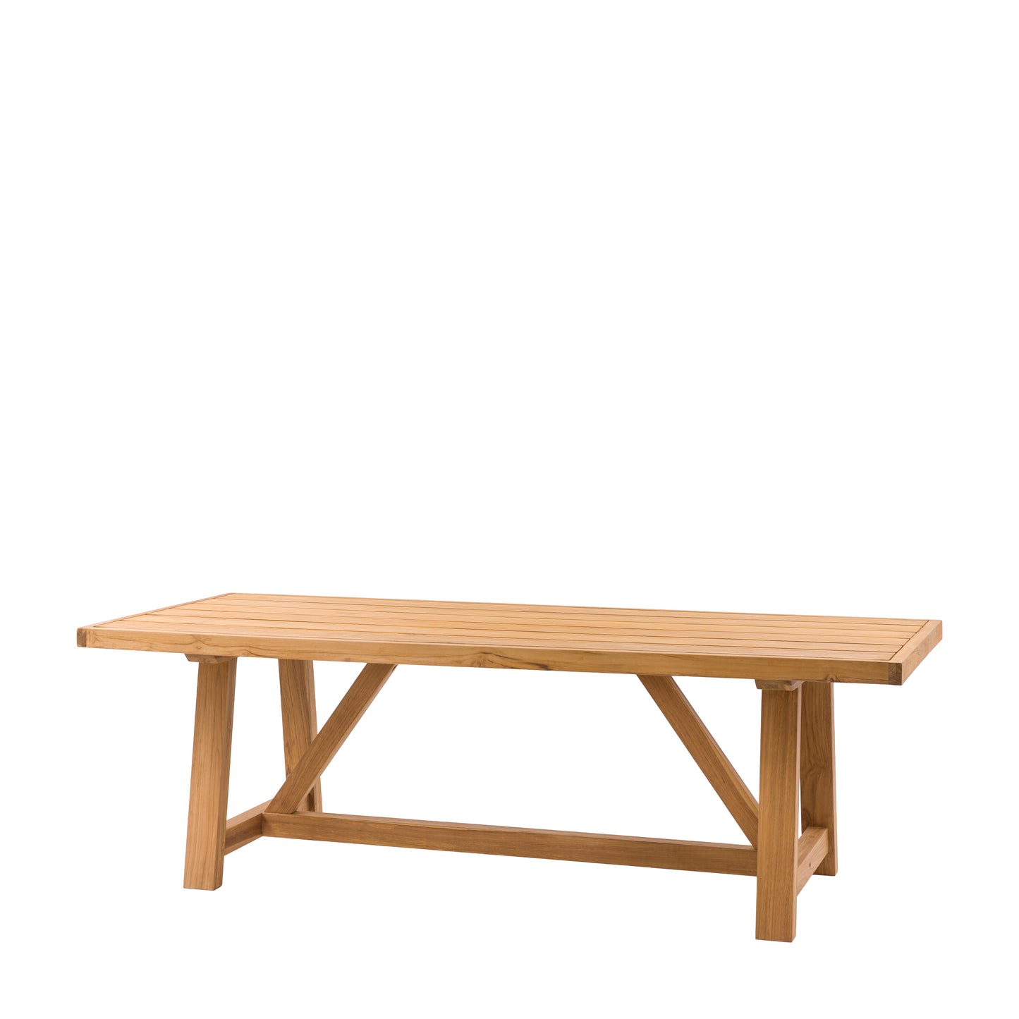 Gallery Garden Chatsworth Rectangular Dining Table in a premium teak wood with grooved table top and trestle base