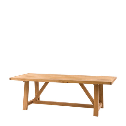 Gallery Garden Chatsworth Rectangular Dining Table in a premium teak wood with grooved table top and trestle base