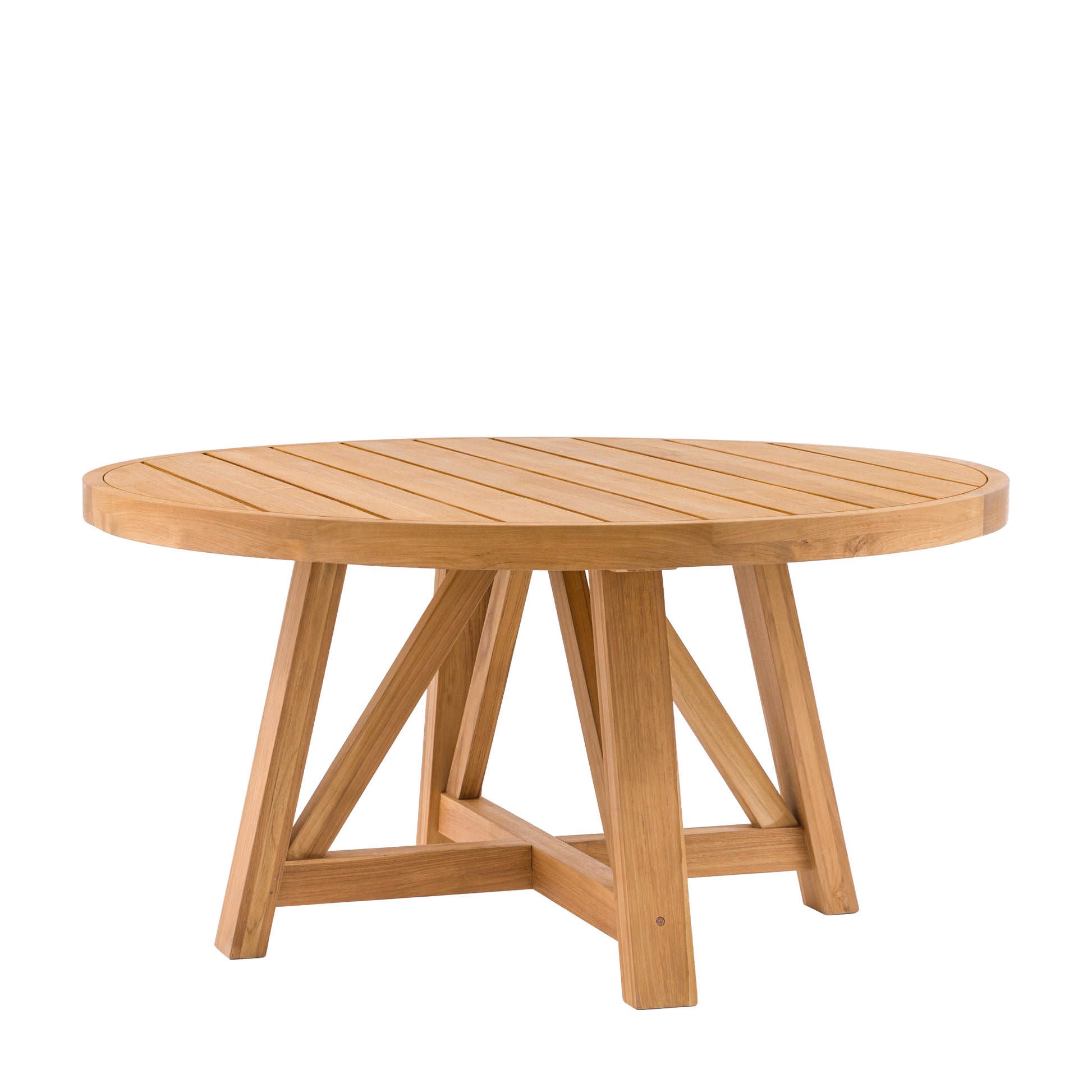 Gallery Garden Chatsworth Round Dining Table can seat 4 people and is crafted from premium teak wood with a trestle base