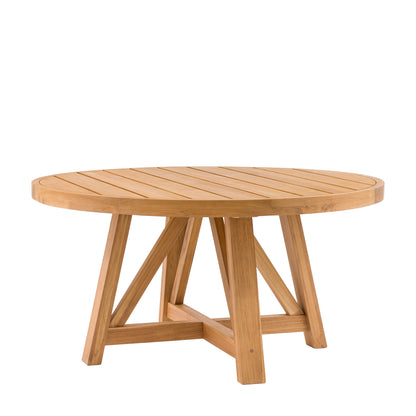 Gallery Garden Chatsworth Round Dining Table can seat 4 people and is crafted from premium teak wood with a trestle base