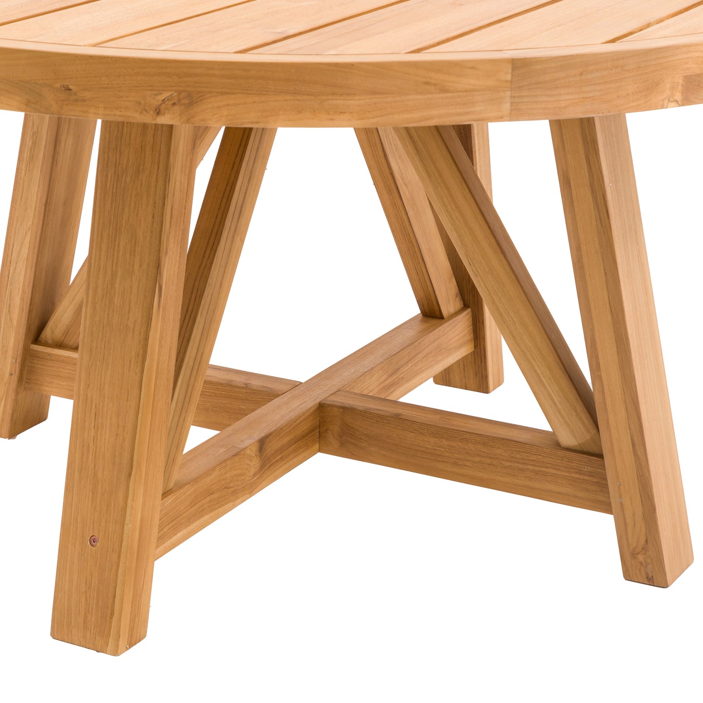 Gallery Garden Chatsworth Round Teak Wood Dining Table with trestle base
