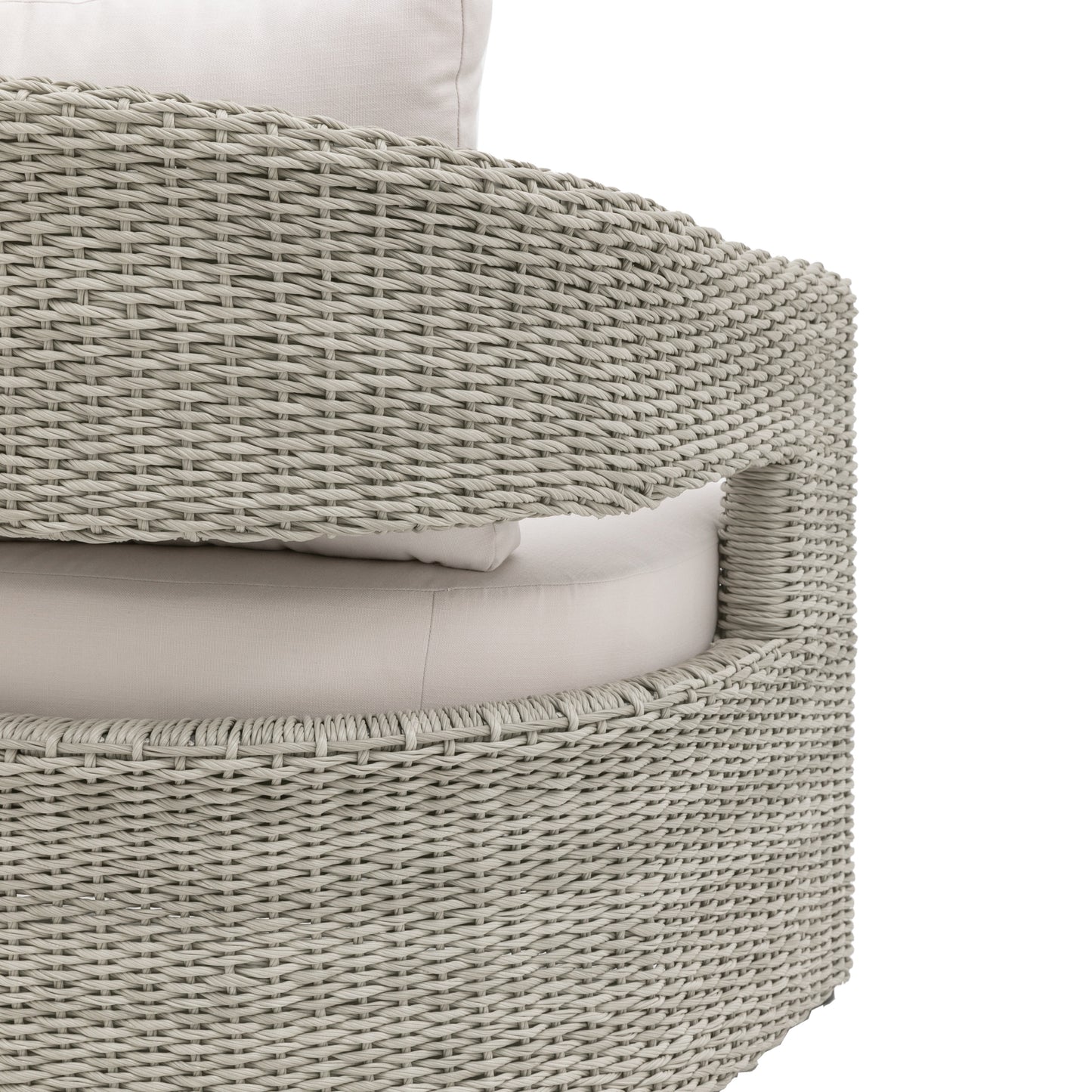 Gallery Garden Hvar 3 Seater Sofa has a grey toned wicker frame with a curved, cut-out back design