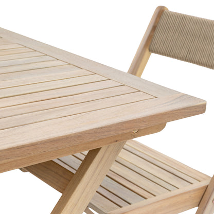 Gallery Garden Lindos Folding 4 Seater Dining Set in Natural Acacia wood with a slatted table top and seat