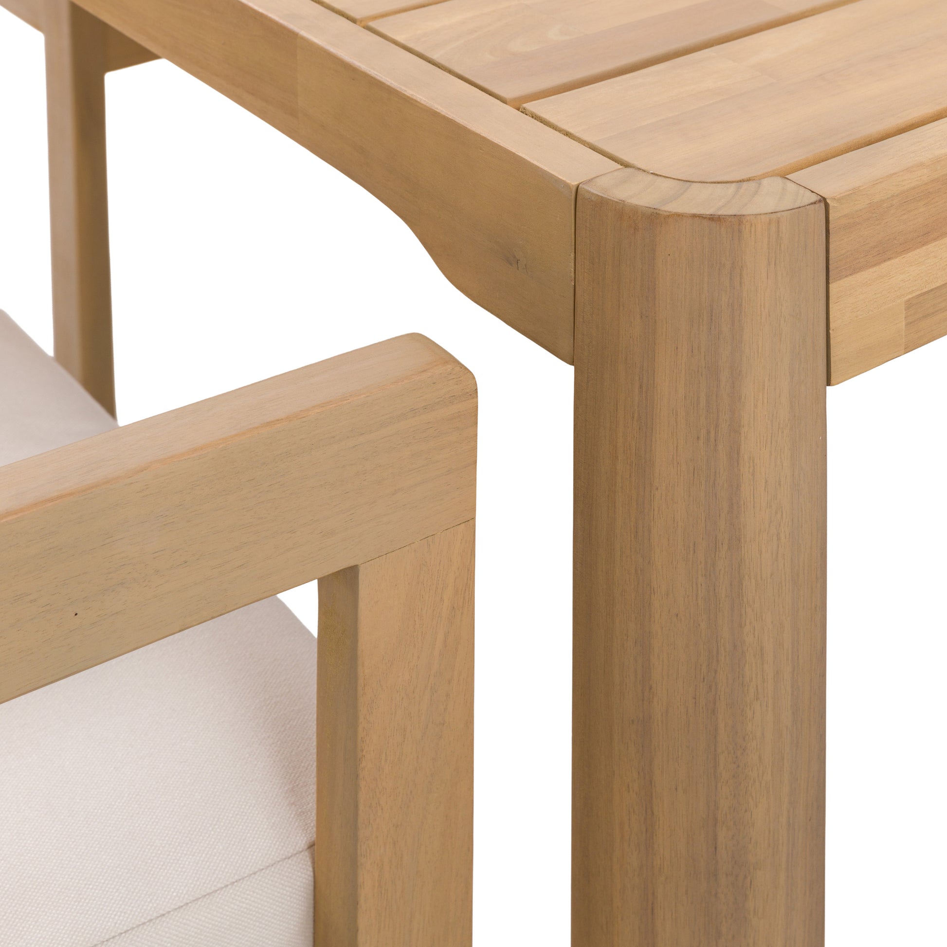 Gallery Garden Madeira 6 Seater Dining Set crafted from premium acacia wood with soft rounded edges and a grooved table top