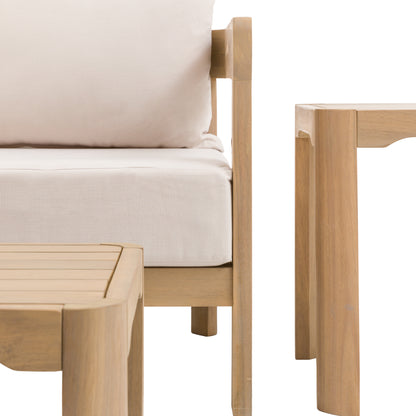 Gallery Garden Madeira Lounge Set features a coffee table, side table, 2 armchairs and a 2 seater sofa with seat pads and back rest cushions