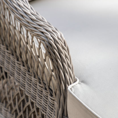 Gallery Garden Menton Chaise Set in Stone coloured PE rattan with neutral coloured plush cushions