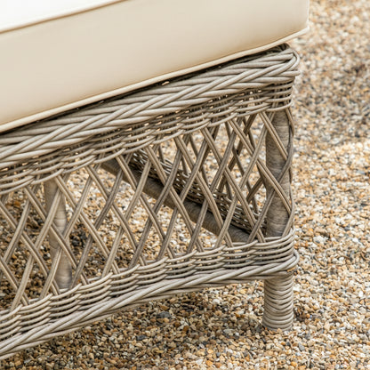 Gallery Garden Menton Chaise Set in Stone features a PE wicker and aluminium frame, with generously padded seat cushions