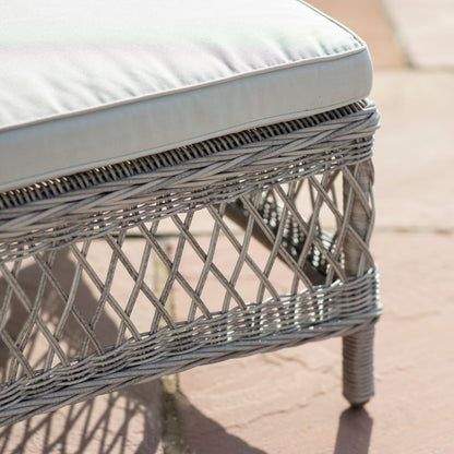 Gallery Garden Menton Country Sun Lounger in Stone colour PE wicker with natural coloured plush cushions