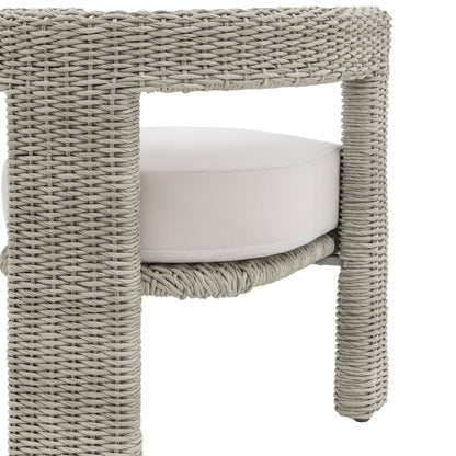 Gallery Garden Pair of Hvar Dining Chairs with a wicker frame in a grey tone, with padded seat cushion