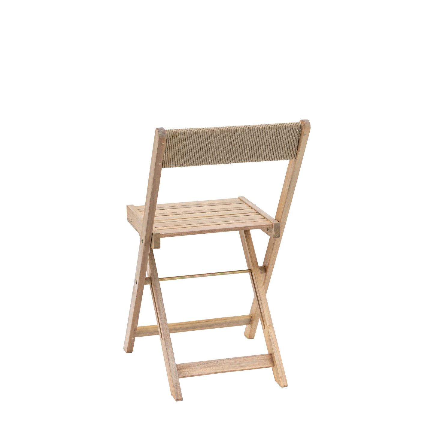 Gallery Garden Pair of Lindos Folding Chairs made from natural acacia wood and rope woven detail on the backrest