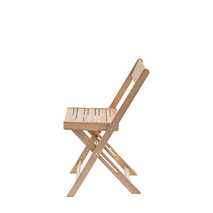 Gallery Garden Pair of Lindos Folding Chairs in Natural acacia wood with slatted seat and a rope detail backrest