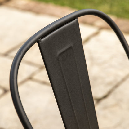 Gallery Garden Pair of Ponza Dining Chairs in Black powder coated metal with a natural wooden seat