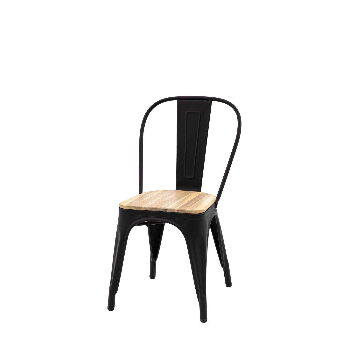 Gallery Garden Pair of Ponza Dining Chairs constructed from a Black powder coated frame with a natural acacia wood seat