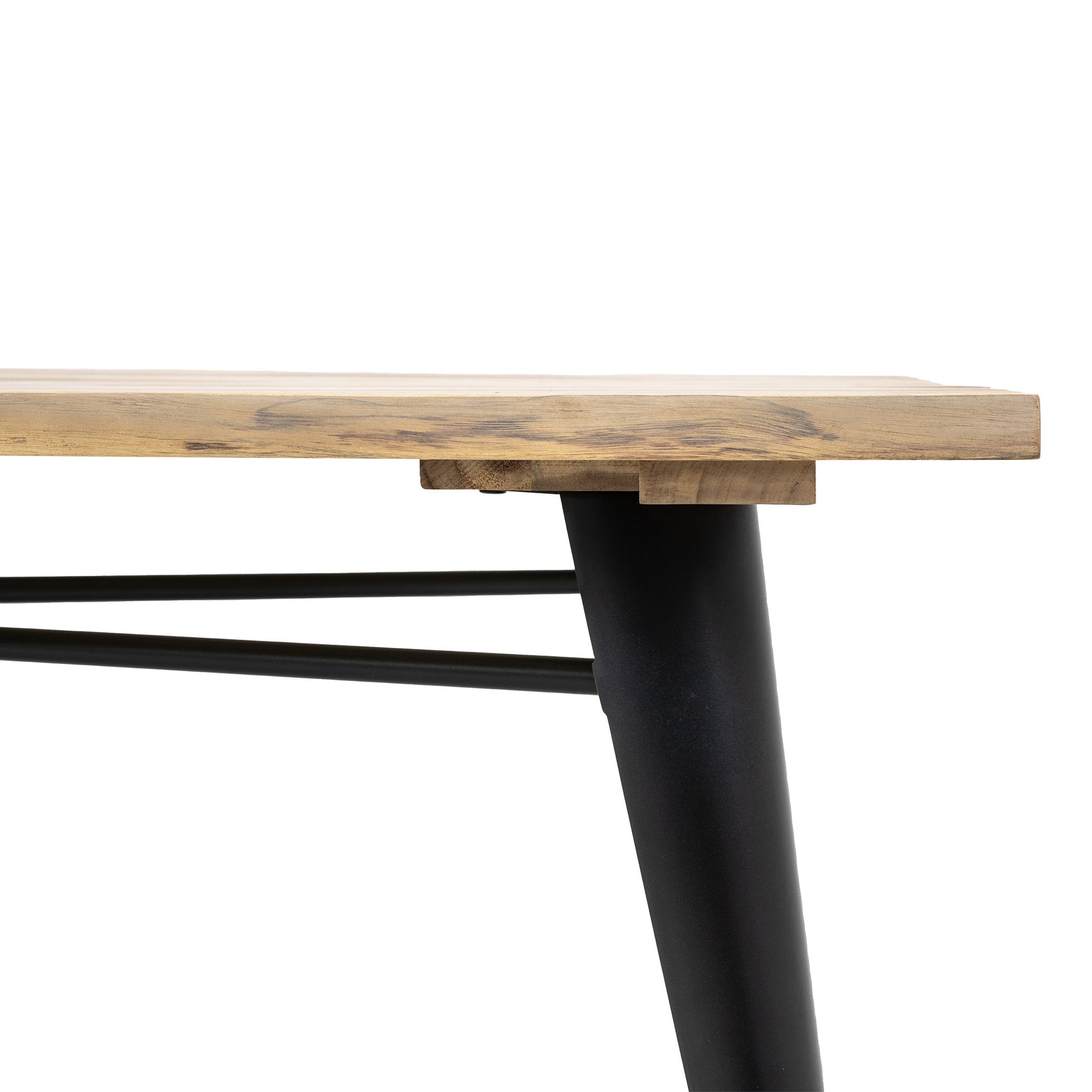 Gallery Garden Ponza Dining Table is constructed from a natural acacia wood with dark powder coated metal legs