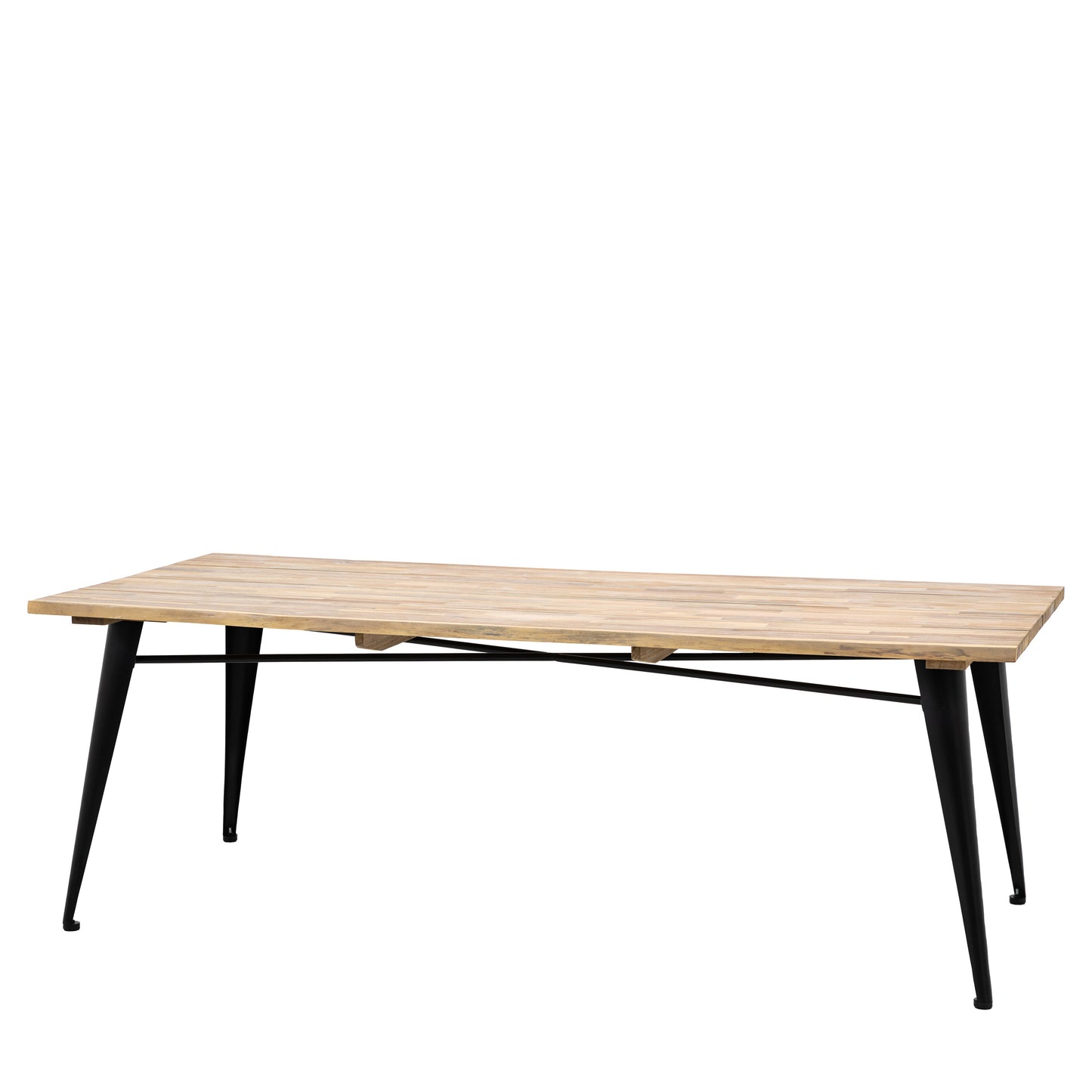 Gallery Garden Ponza 6 Seater Rectangular Dining Table with a natural grain acacia wood table top and black metal legs