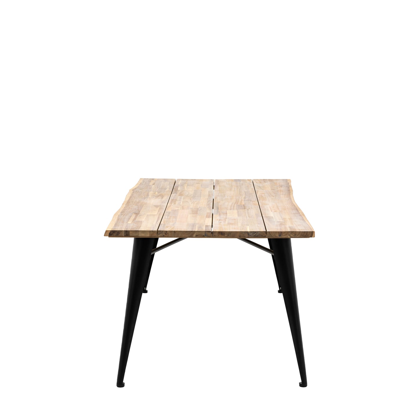 Gallery Garden Ponza 6 Seater Dining Table with a premium acacia wood table top and black metal legs 