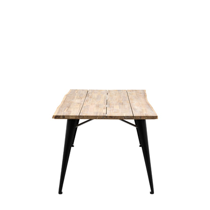 Gallery Garden Ponza 6 Seater Dining Table with a premium acacia wood table top and black metal legs 