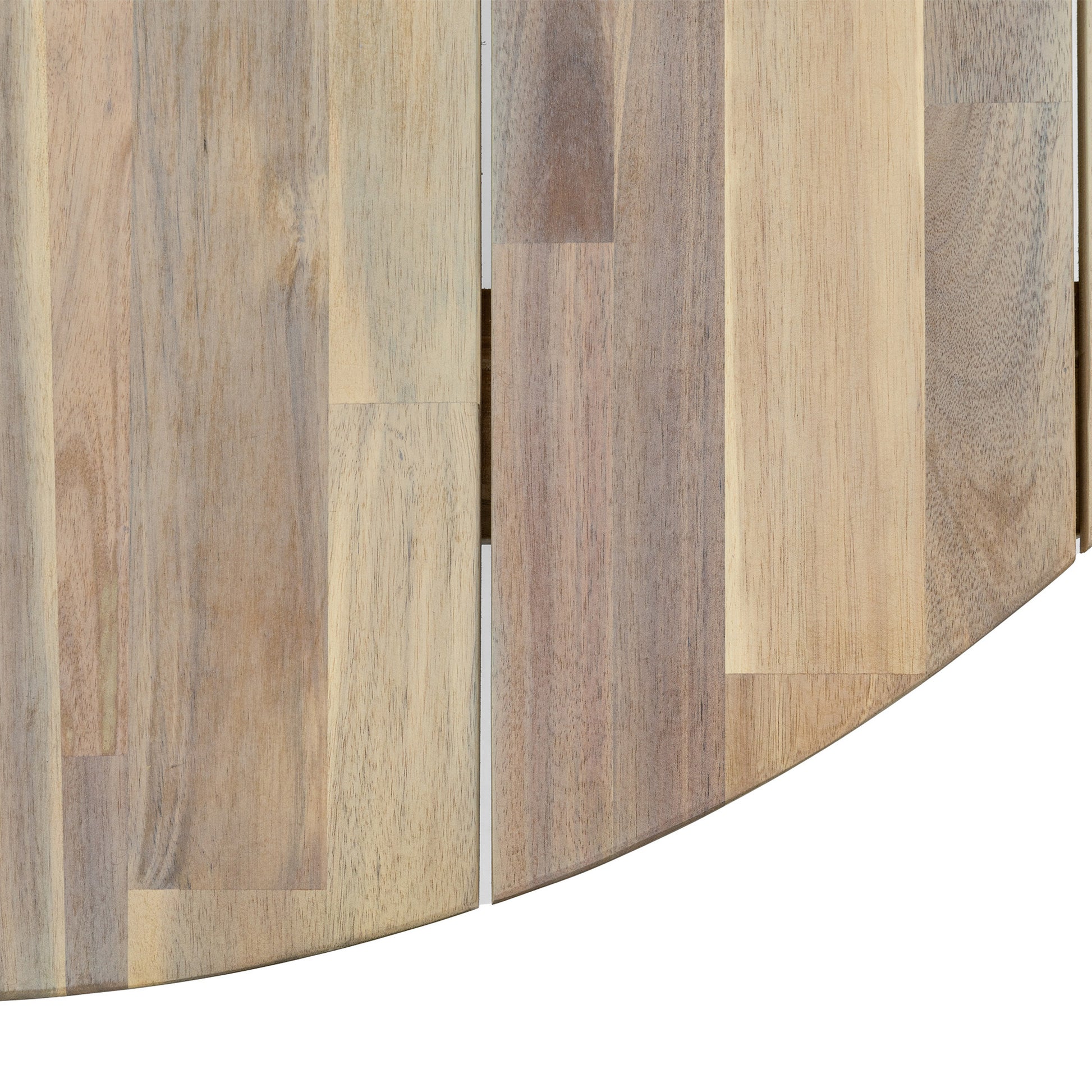 Gallery Garden Ponza Round Dining Table with a natural finish acacia wood table top that can accommodate up to 4 people