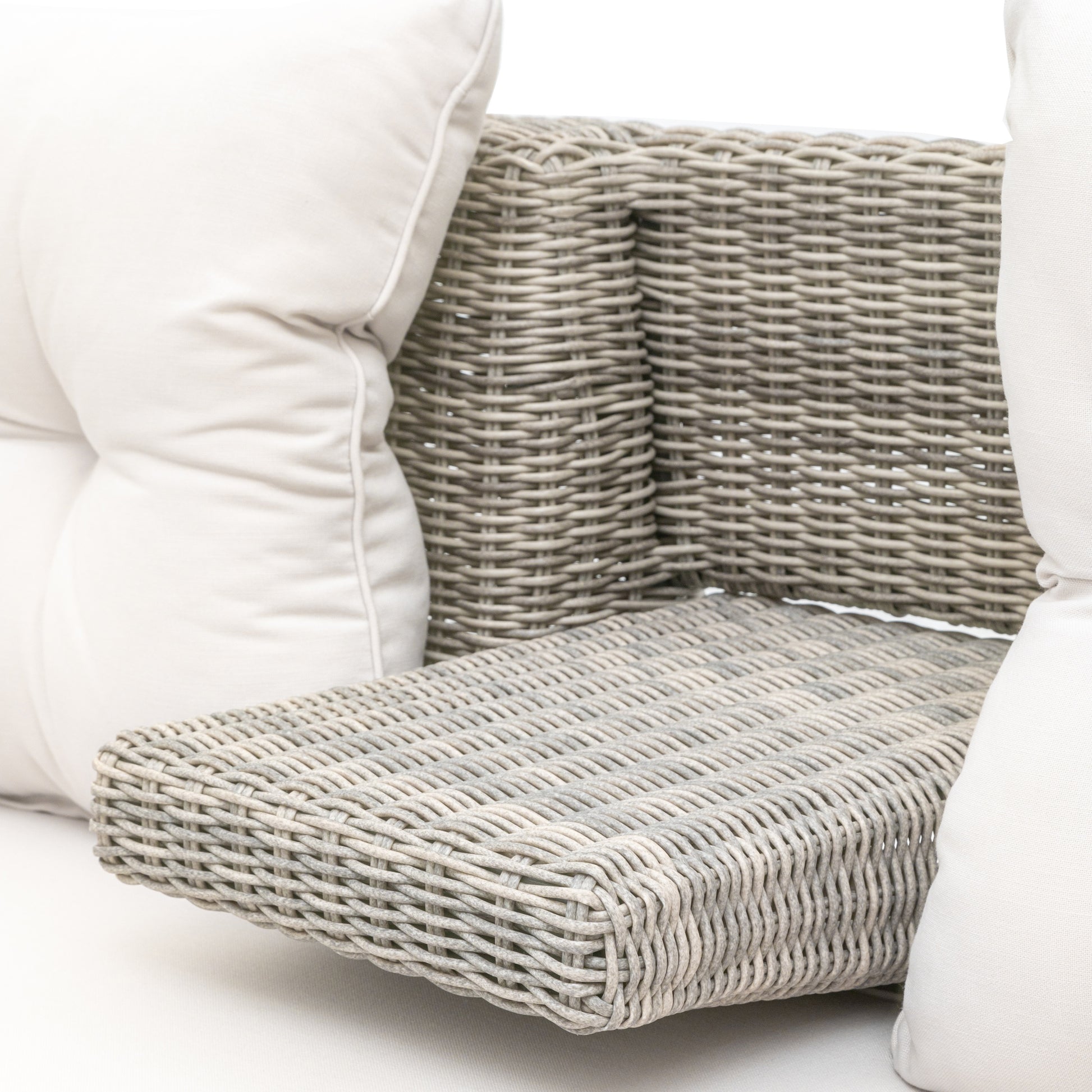 Gallery Garden Porto Storage Sofa 2 Seater constructed from premium PE wicker with a fold down central armrest and sumptuous padded cushions