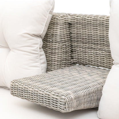 Gallery Garden Porto Storage Sofa 2 Seater constructed from premium PE wicker with a fold down central armrest and sumptuous padded cushions